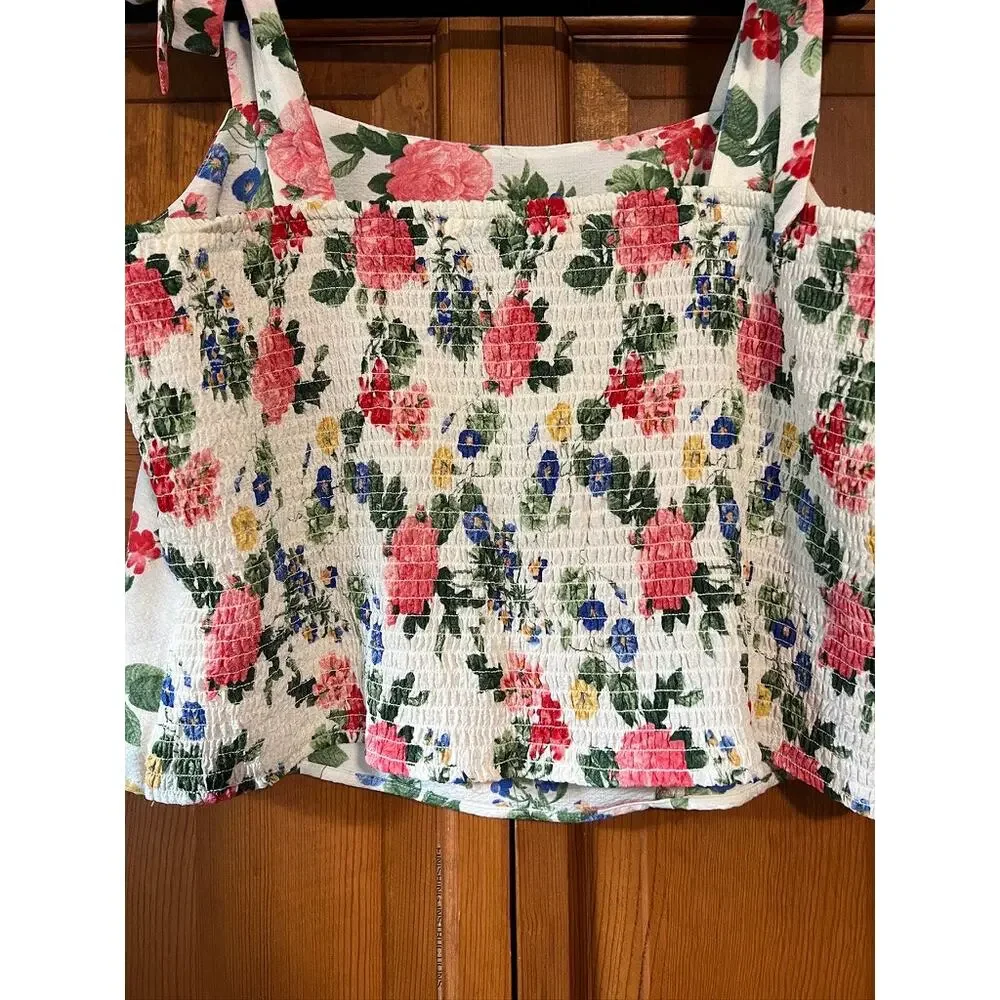 Old Navy Fitted Tie-Shoulder Cropped Dobby Corset Cami Top Pink Rose Coquette XL